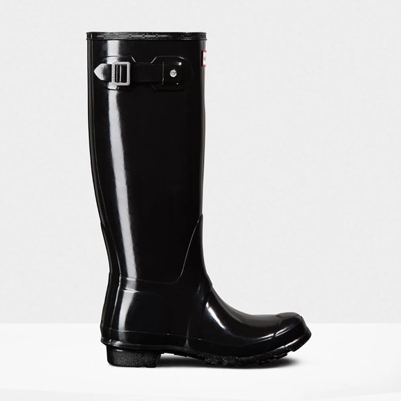 Hunter Original Tall Boot, Glossy Black with Socks - Picture 1 of 4